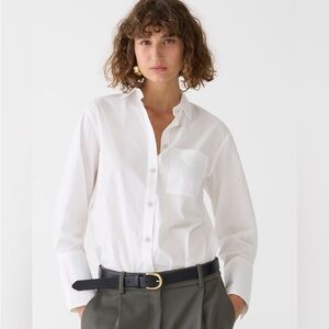 NWT J. Crew Garçon 100% Organic Cotton Poplin Shirt with Pearl Buttons Womens 00